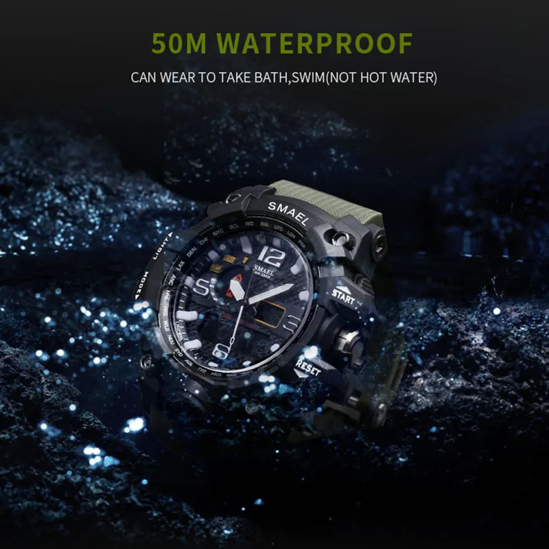 Smael Sport Military Watches For Men Waterproof Digital Watch Led Men\'s Wristwatch Clock Man 1545 Montre Homme Big Men Watches