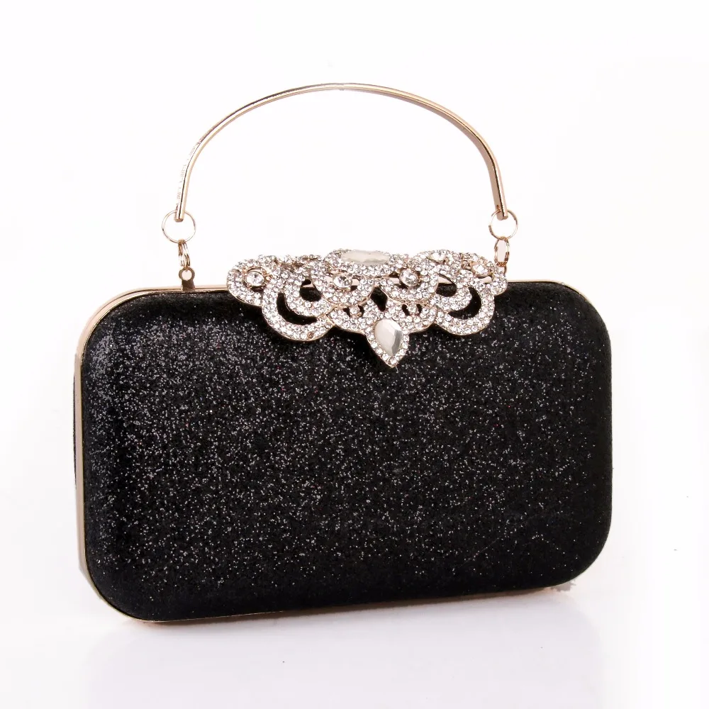 DAIWEI New Women's Fashion PU/Leather Formal Event/Party Wedding Evening Bag/Handbag/Clutch Glitte Crystals BLACK GOLD SILVER