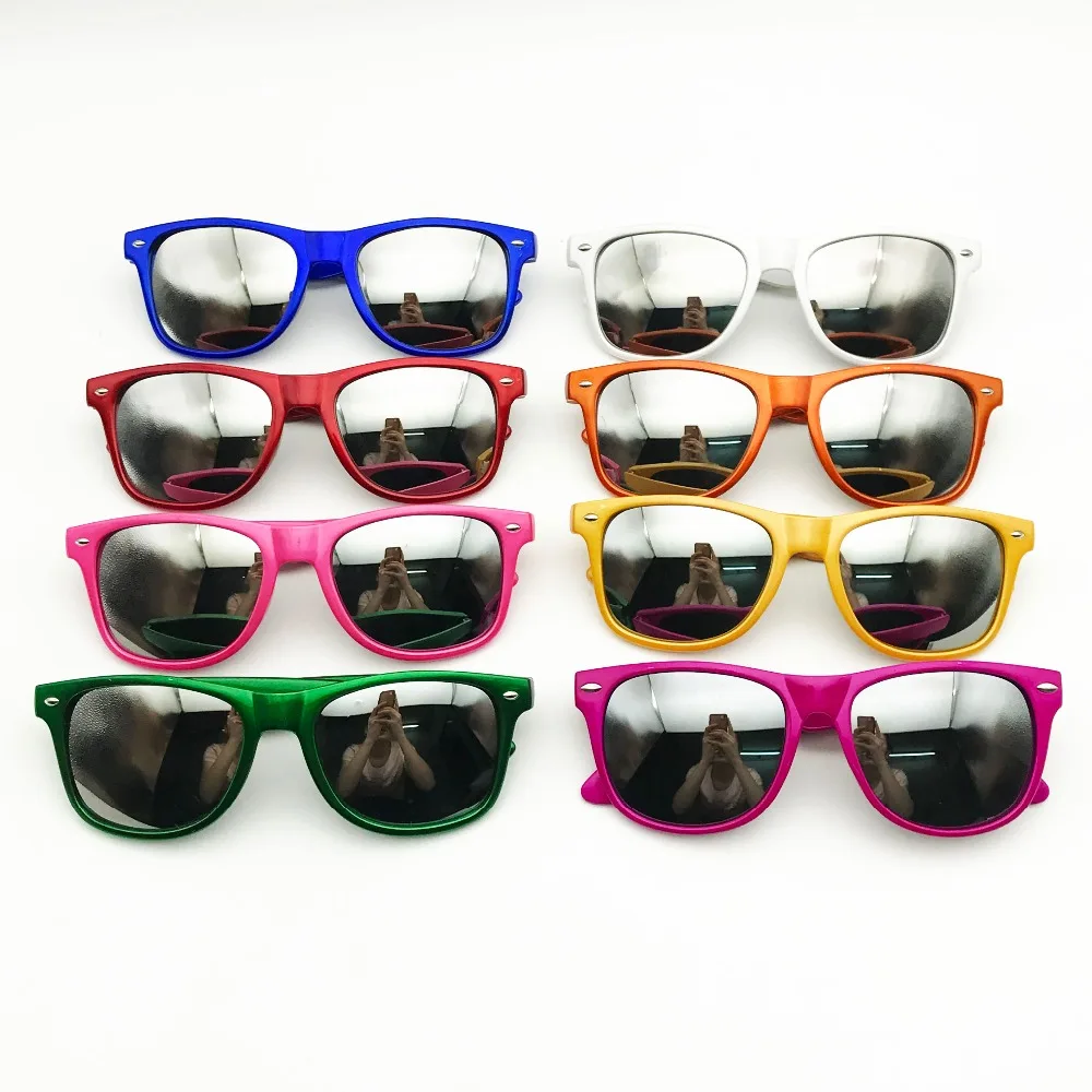 60 Pairs/Lot Classic Sunglasses with Mirror Lens Bright Color  Wedding Souvenir Party Favors Photo Prop Favors For Guest