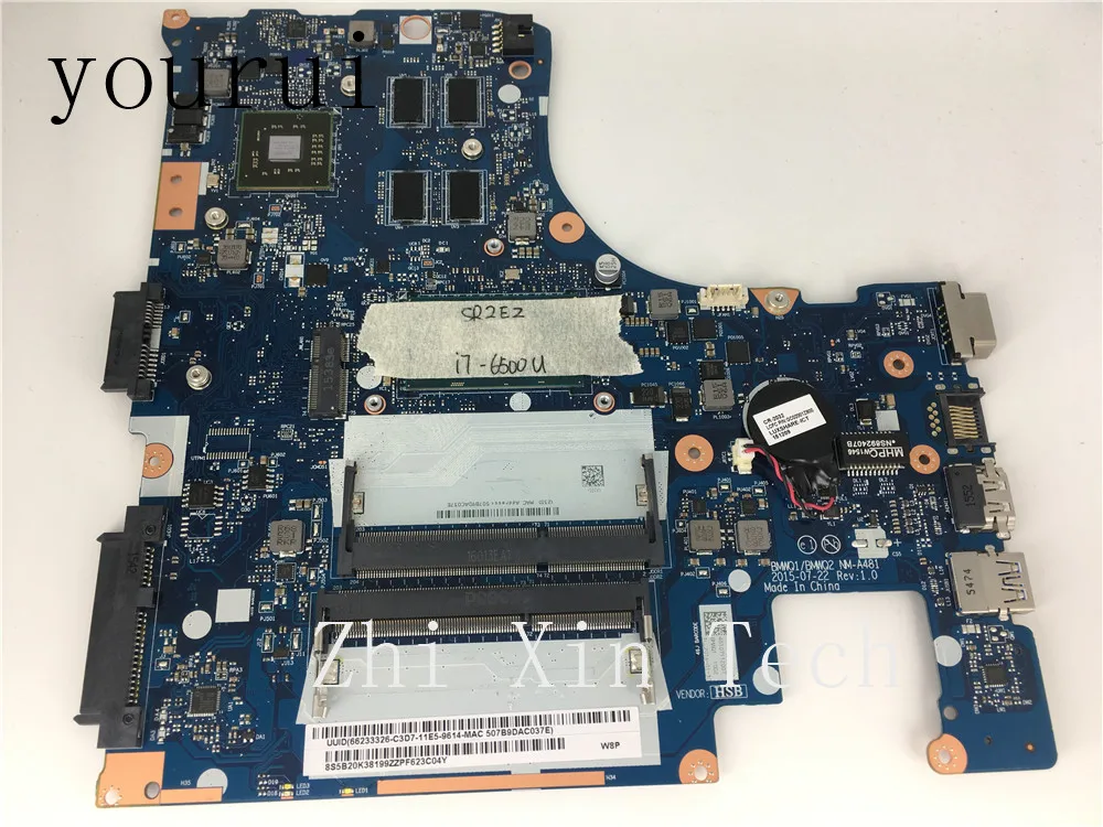 yourui  For Lenovo Ideapad 300-15ISK Laptop Motherboard  SR2EZ i7-6500u CPU  BMWQ1/ BMWQ2 NM-A481  Fully Tested ok Free Shopping