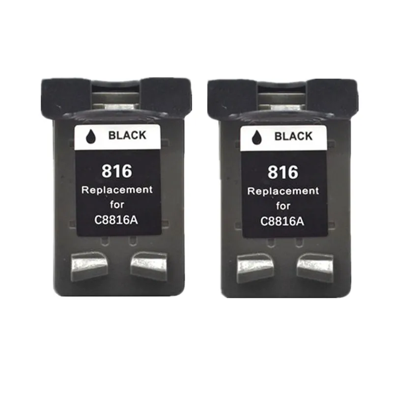 2Pcs Black Compatible Ink Cartridge For HP 816 C8816A Inkjet DeskJet  3743 3748 F2288 F4188 D1308 D1368 D2368 D2468 Printer