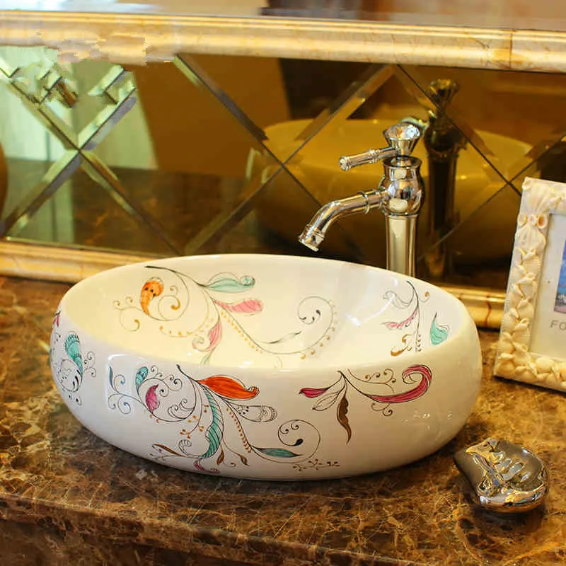 Bathroom sink bowl countertop Oval Shape Ceramic bathroom sink wash basin