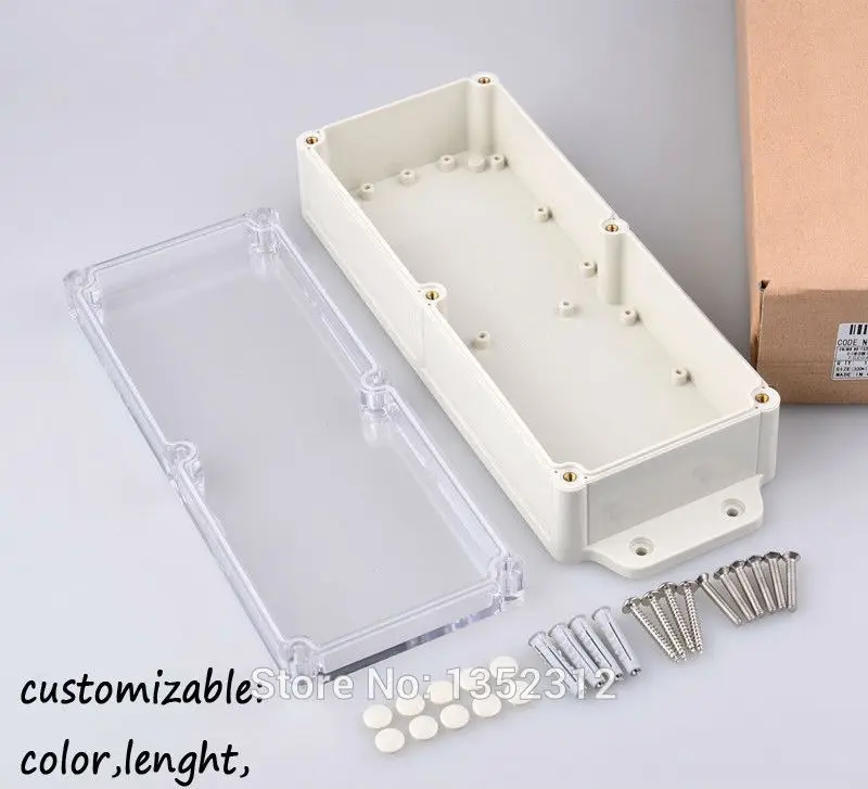 One pcs 283*100*59mm Wall mount plastic enclosure junction box belt ears box plastic waterproof IP68 abs PLC project box