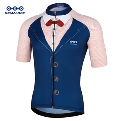 KEMALOCE Cycling Jersey Top Blue Summer Short Sleeve Outdoor Race Men Gentleman Bike Shirt Kits Team Cyclist Bicycle Wear