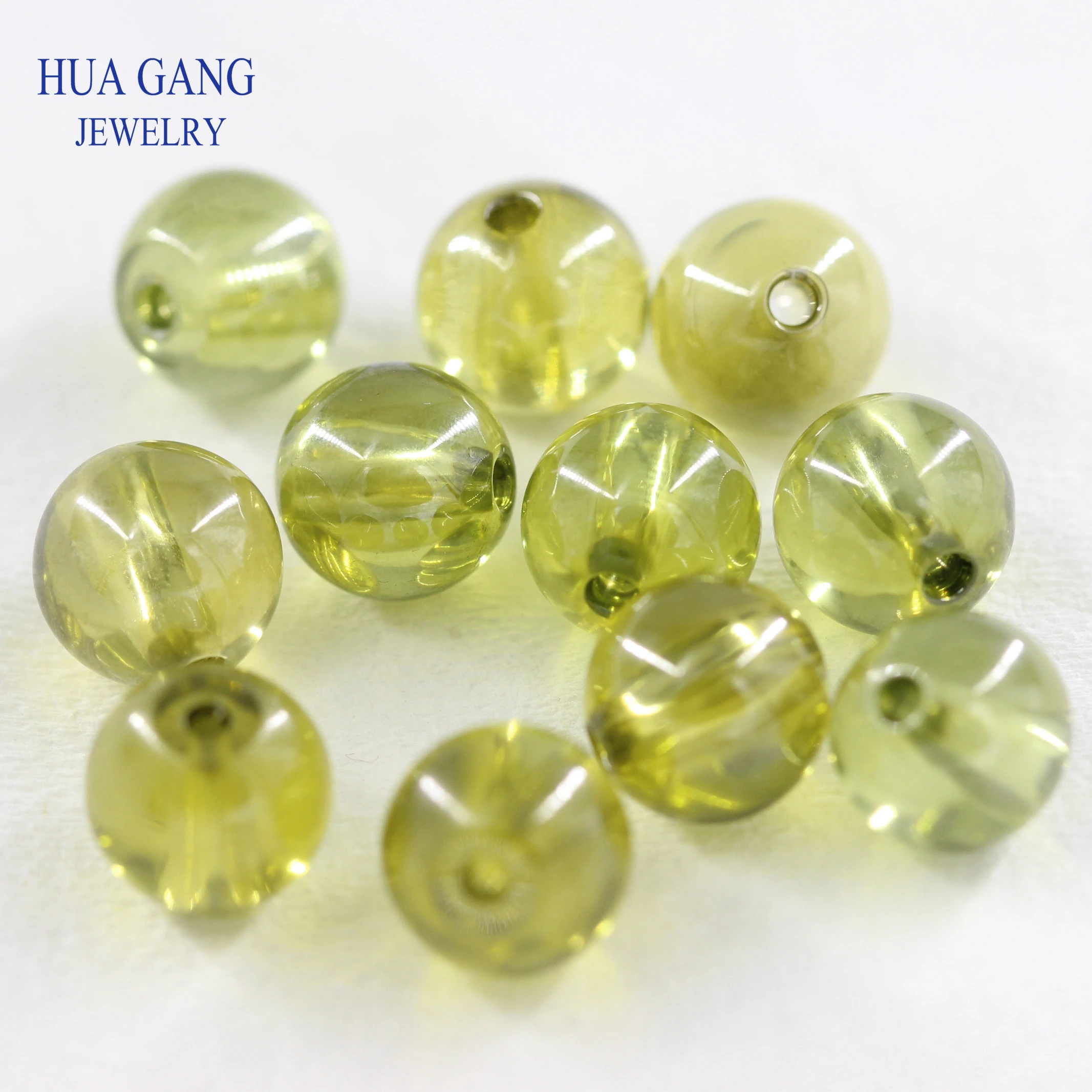 Peridot Foro Rotondo Perle di Zirconia Cubica Taglio Cabochon Gemme Sintetiche Per DIY Del Braccialetto Della Collana Per Monili Che Fanno Accessori