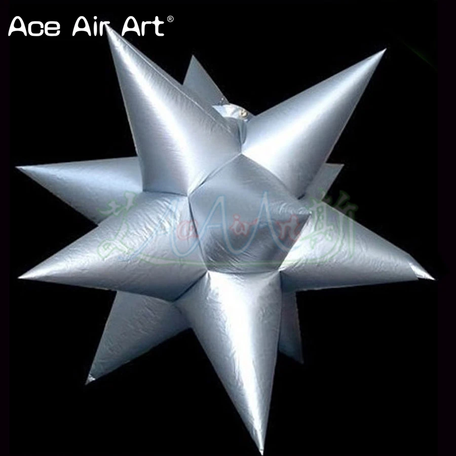 

Newly Product Model Infltable Silver Stars Hanging Air Balloon Bold Star for Stage and Party Decoration