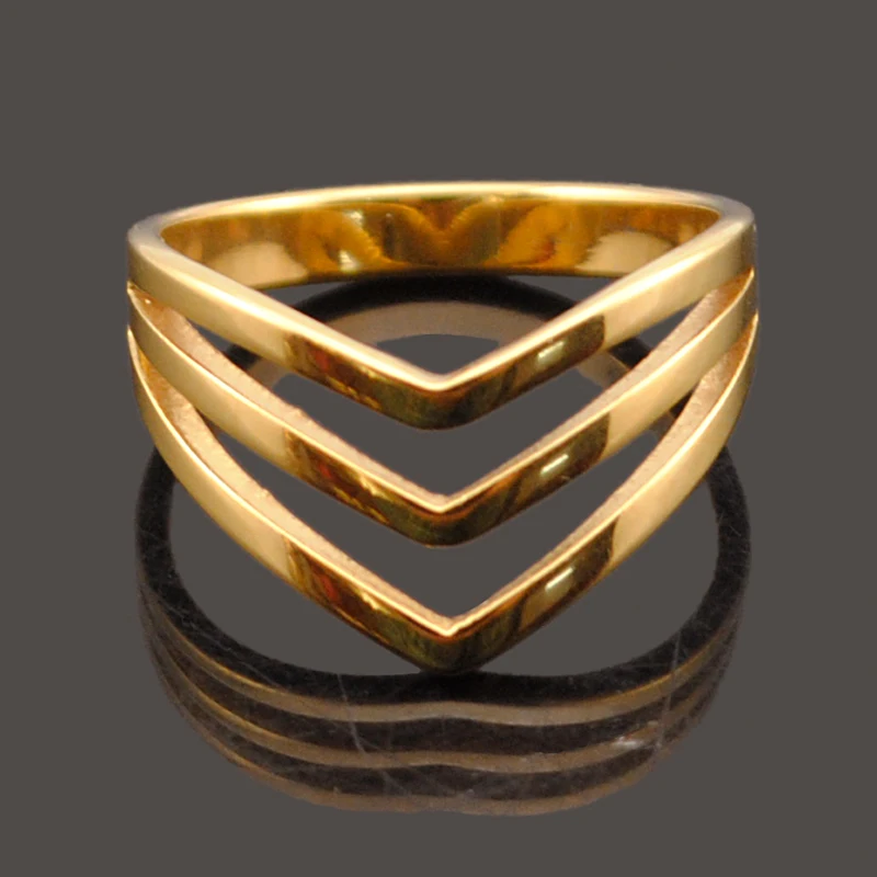 Dolaime  stainless steel Women Fashion V-Groove simple Egyptian retro style exquisite ring  GR583