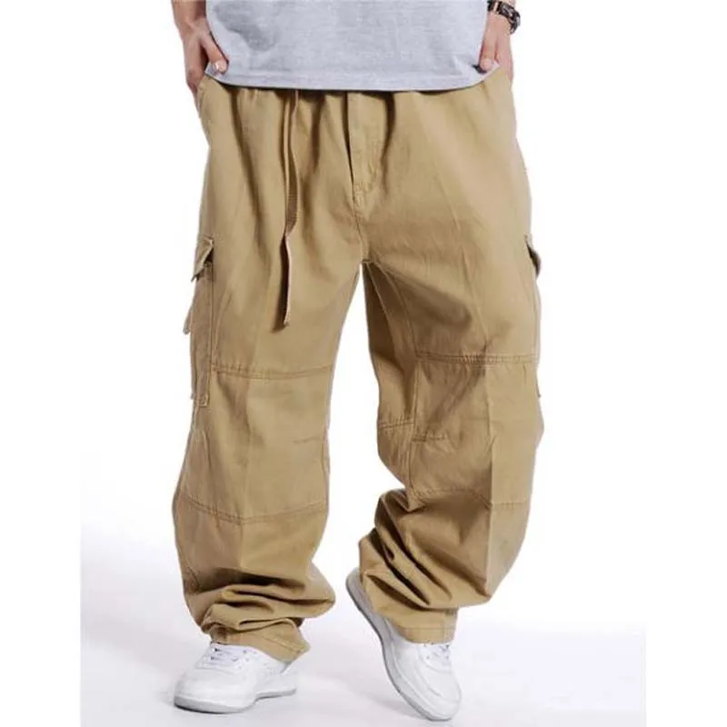 XL EXTRA LARGE Men Pants Loose Overalls Plus Size Man Cargo Pants Fat Male men's trousers Causal Long Pants