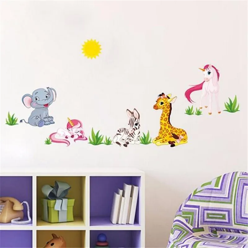 

Wall Sticker Cartoon animal elephant giraffe PVC removable wall window stickers mural vinyl wall decor Children's Bedroom Poster