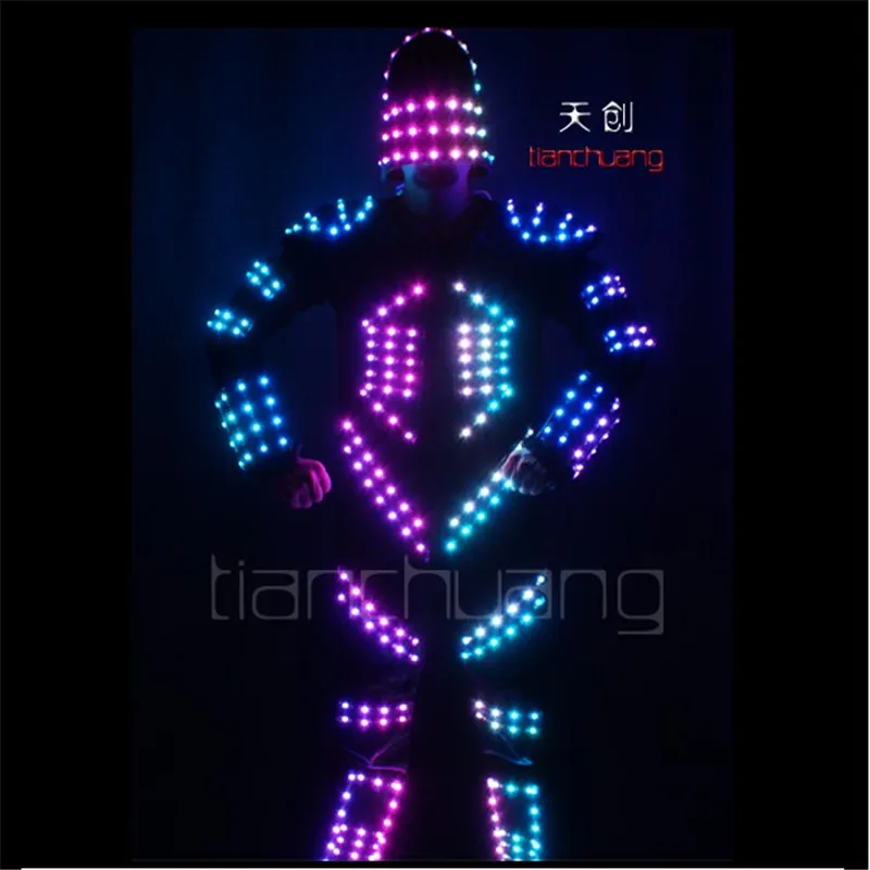 TC-129 Programmable ballroom dance stage show wears cloth full color rgb robot men performance projector suit club bar dress dj