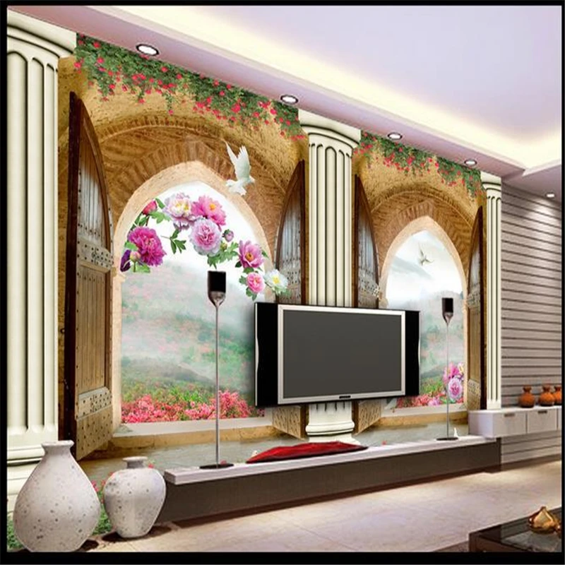 beibehang roman pillar murals europe TV backdrop wallpaper living room bedroom muralspapel de paredewallpaper for wall