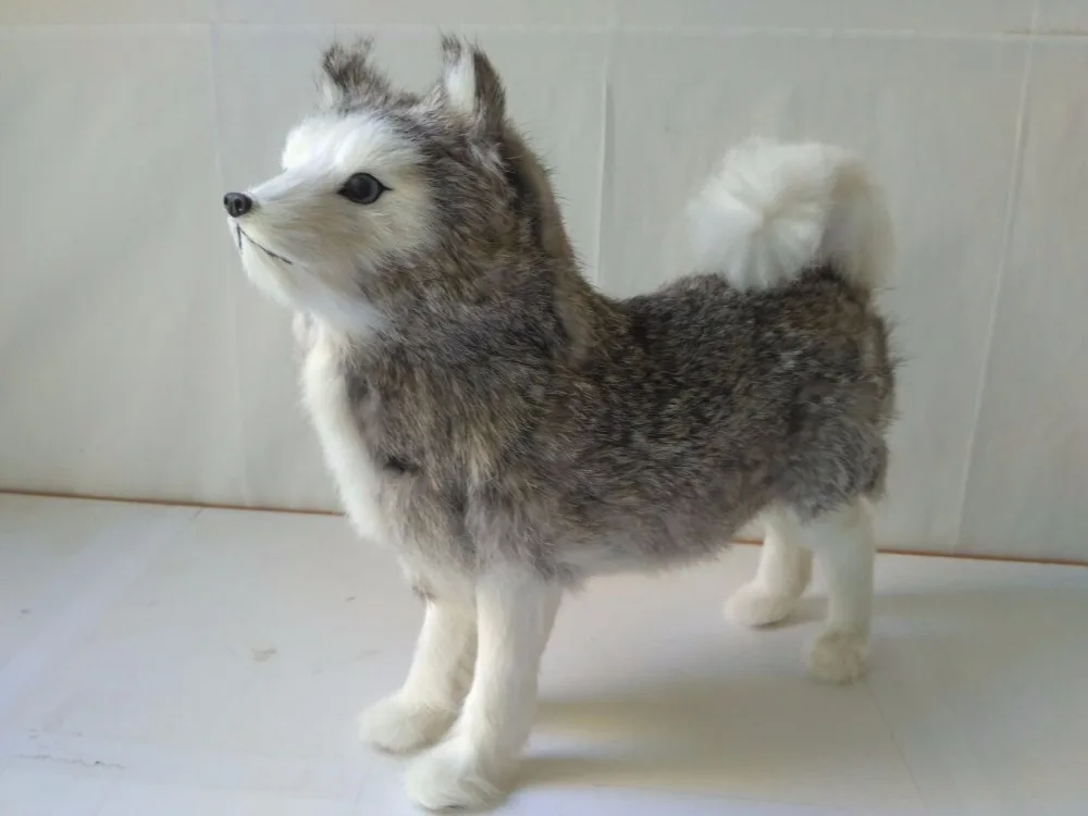 

simulation husky dog model polyethylene&furs large 28x8x25cm gray husky dog handicraft,home decoration toy d2800