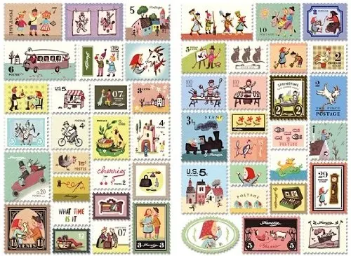 1 Set 80Pcs DIY Hand Painted Hand Drawing Francoise Stamp Theme Sticker Diary Decal Decor