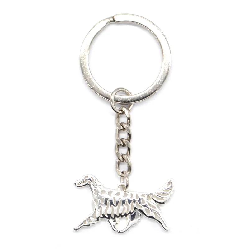 Hot Selling Pet Dog Shaped Jewelry Key Chains English Setter Movement Pendant Key Chains