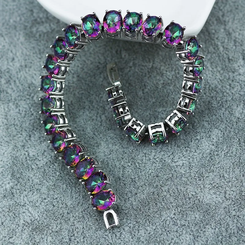 JLB-059 New Design Rainbow Muticolor Crystal Bracelets Jewelry Evening Dress Matching Purple Bracelets & Bangles Lady Gift