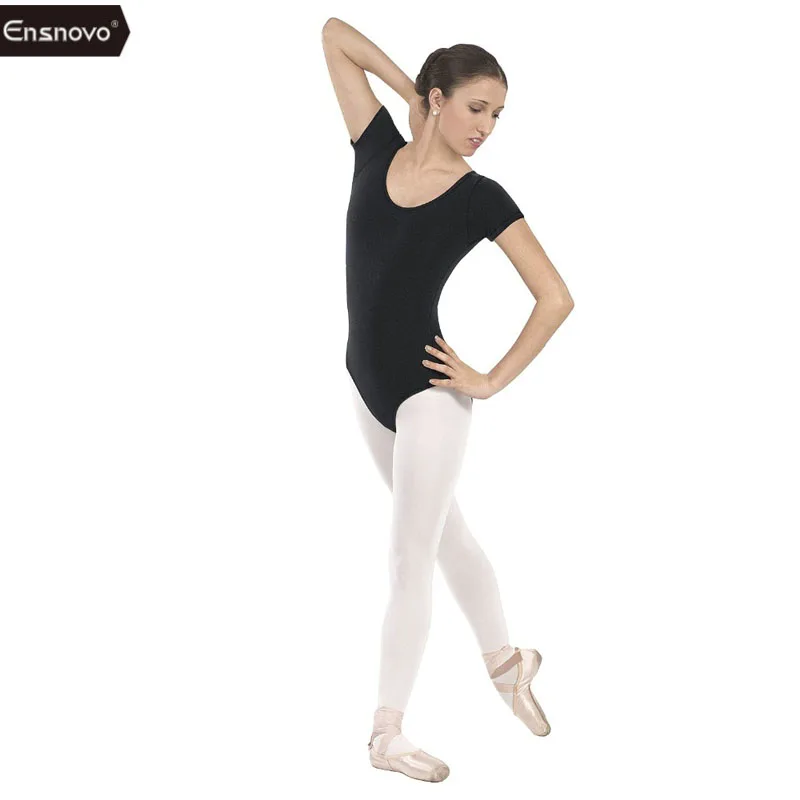 

Ensnovo Women Tight Costume Body Ballet Leotard Gymnastics Justaucorps Dance Nylon Short Sleeve Dancewear Suit