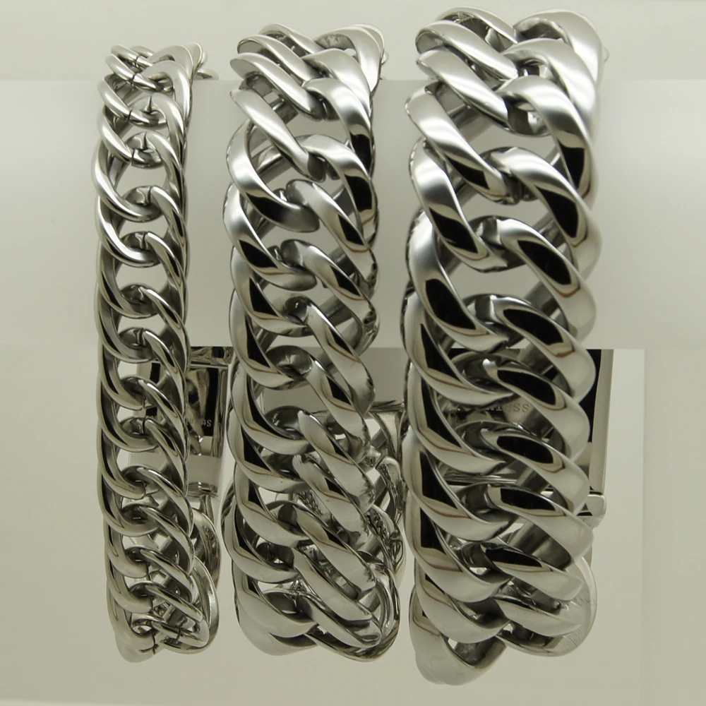 2.20cm(0.86 inch) width classic shiny link men/boy 316L stainless steel classic link  chain bracelet