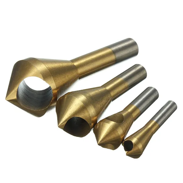 4 sets of high-quality high-speed steel titanium alloy countersunk within the chip removal and deburring drill bit metal tools