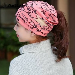 2018 Fashion Women Spring Hat Brand Caps Scarf Two Used Casual Adult Autumn Floral Girl's Beanies Skullies Casual Bonnet