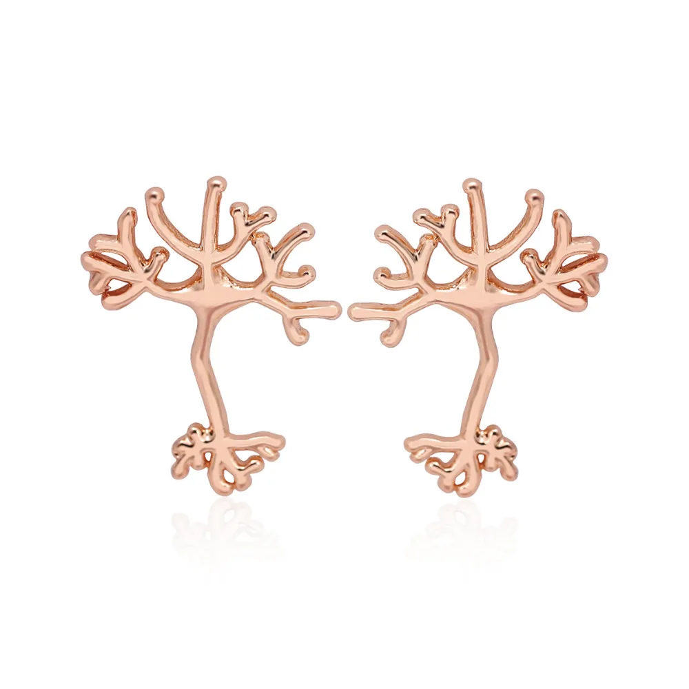 Oly2u Fashion Neuron Earrings for Women Anatomy Neuron Stud Earrings Life Tree Biology gift for men girl