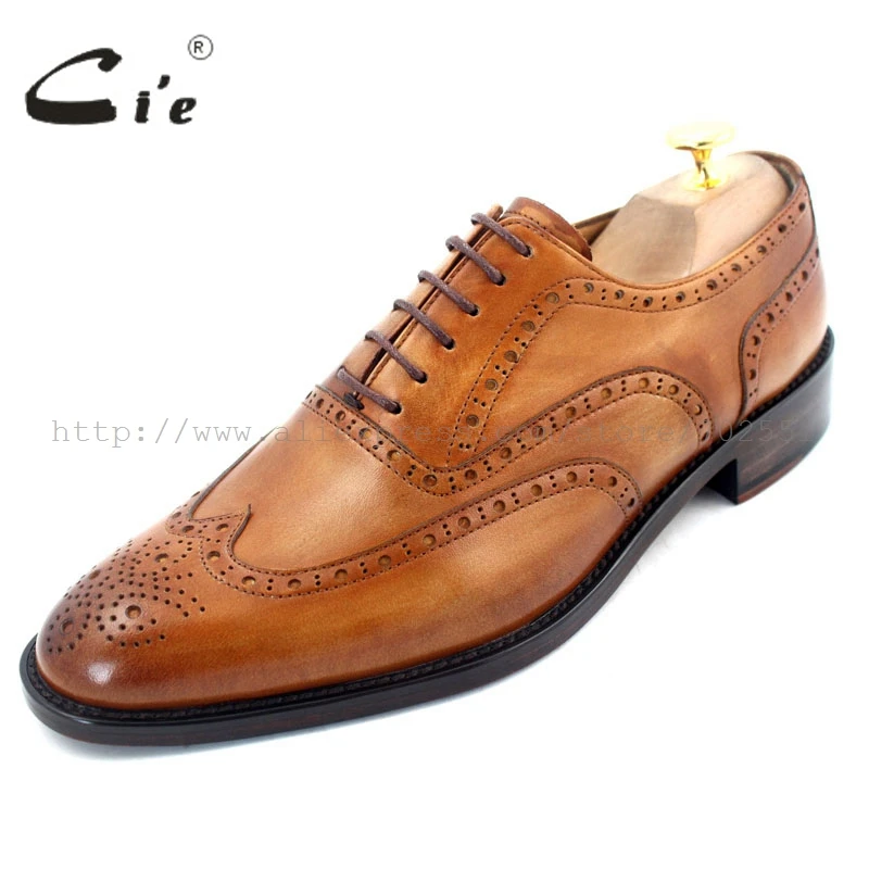 cie round toe full brogue shoes men custom handmade calf leather men leather dress shoes men\'s oxford shoe color brown No.OX208