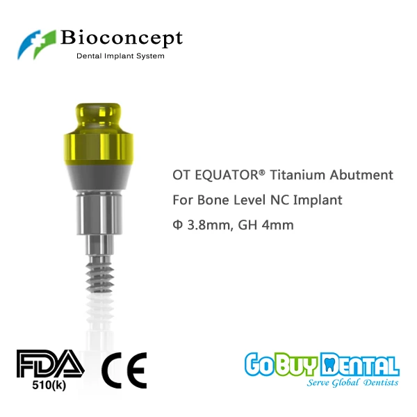 OT EQUATOR Titanium Abutment, 3.7mm, GH 4mm, for Straumann Bone Level NC Implant 134040-1