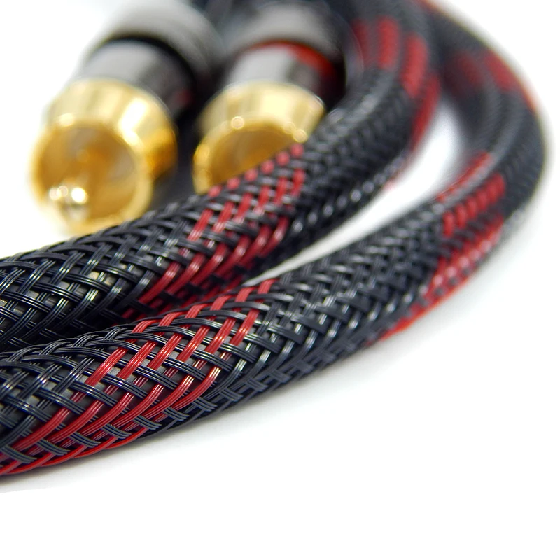 Kabel RCA HIFI dla wzmacniacze Audio linii przewód sygnałowy wtyczka JACK 3.5mm do podwójnego interfejsu RCA przewód AUX MP3