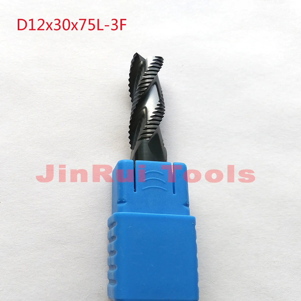 1 قطعة 12 ملليمتر d12 * 30 * d12 * 75 hrc45 3 المزامير سوليد كربيد التخشين نهاية ميلز cnc راوتر بت أدوات الطحن القاطع سكين fresa