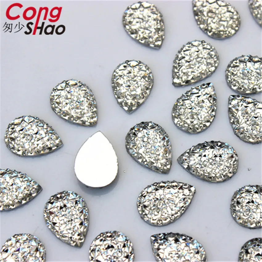 زينة راتنج مسطحة الظهر على شكل قطرة ، أحجار بلورية ملونة ، إكسسوارات مجوهرات ، 10 × 14 ، ZZ411 ، حجر الراين