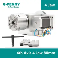 Sale! 80mm 4 Jaw CNC 4th Axis CNC dividing head/Rotation 6:1 Axis/A axis kit for Mini CNC router/engraver woodworking engraving