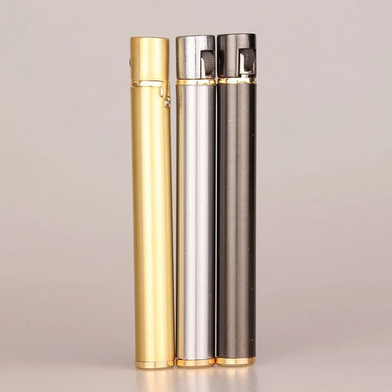 Creative Mini Stainless Steel Lighters Recycling Butane Flame Metal Lighter Cigarette shape Torch cigar Lighter Gadget Gift