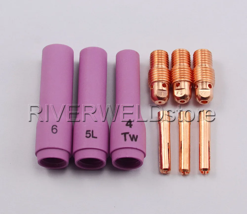 

TIG KIT Long Alumina Nozzle Collet Bodies Consumables Accessories Fit TIG Welding Torch WP SR PDA DB 9 20 25,9pcs