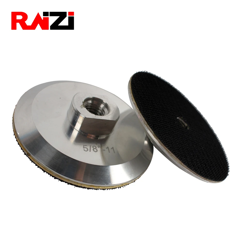 Raizi 4 polegadas/100mm almofada de alumínio do apoio para o diamante que lustra a almofada de lixamento m14, 5/8-11 gancho econômico & laço de