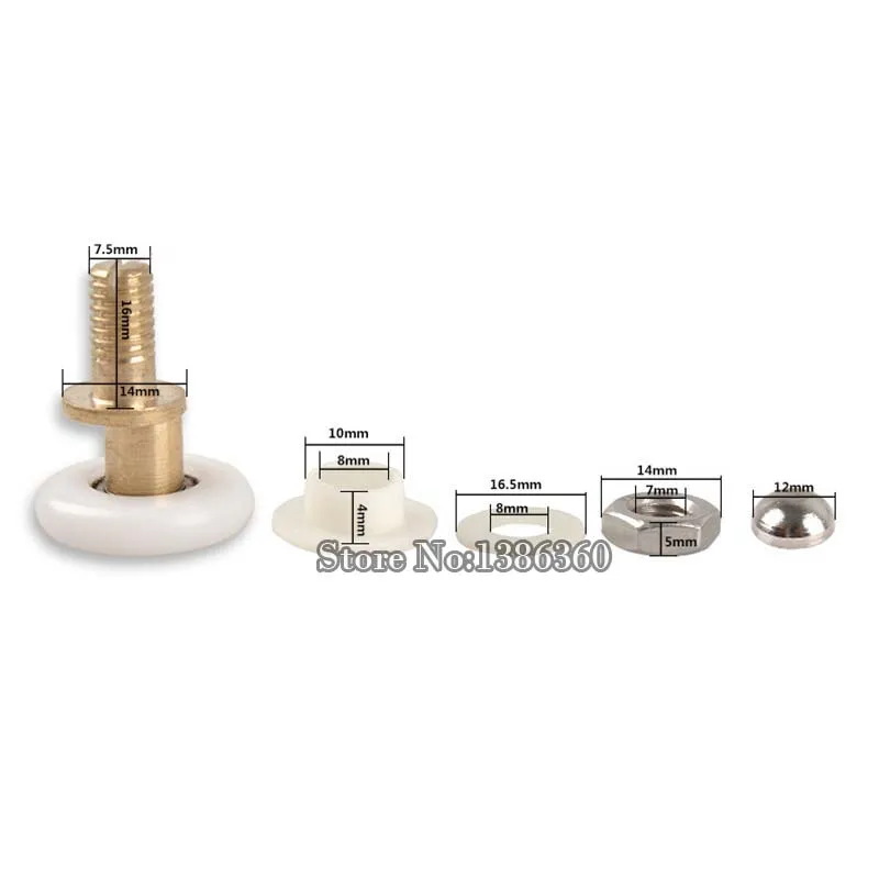 2 Piece sliding shower door wheels brass single eccentric shower door rollers shower wheels applied 4-6mm shower cabin CP190-90