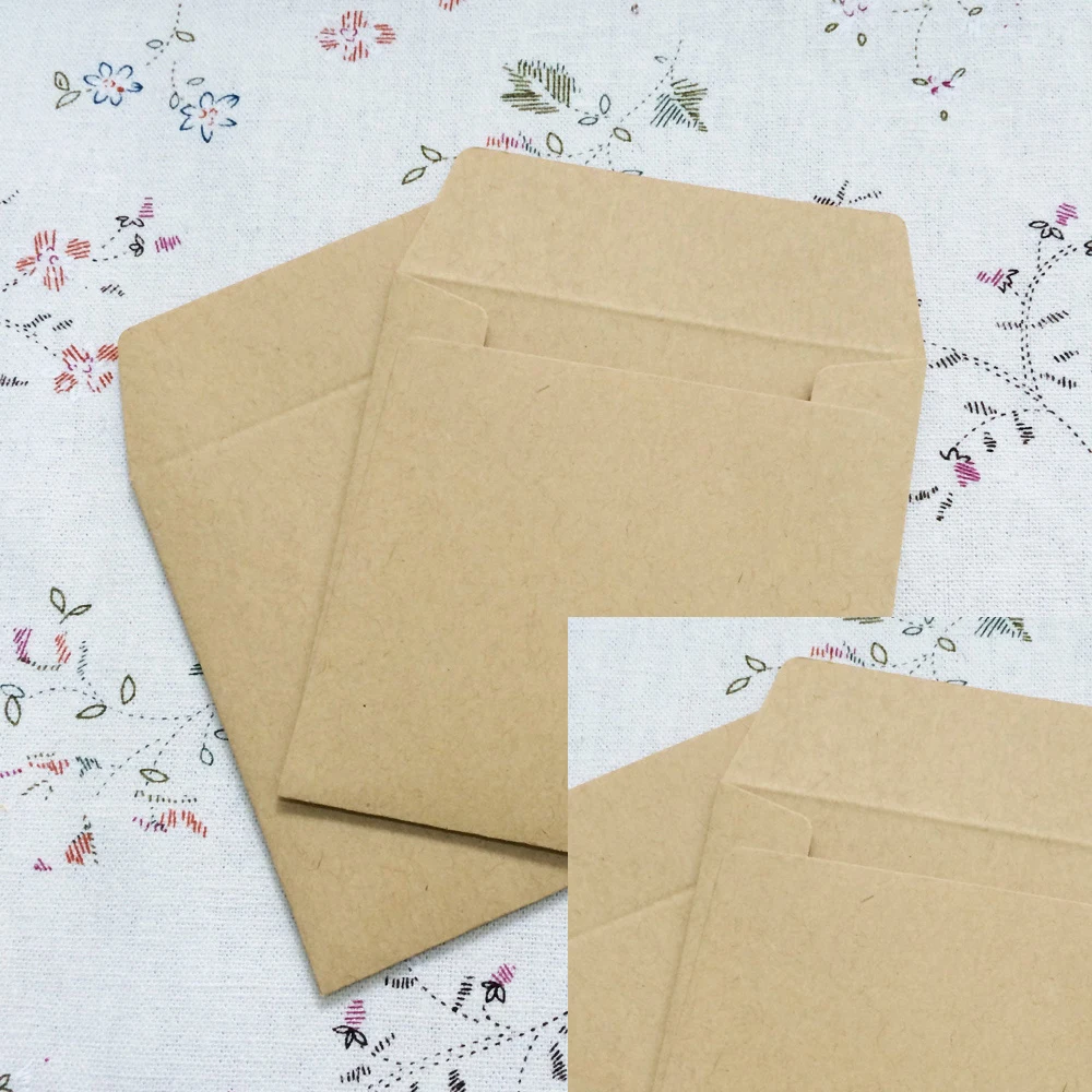 100PCS/lot 8*8cm Kraft Envelopes Square small envelope card bank card membership card envelope Wedding Party Invitation Card