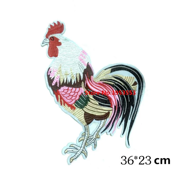 The Cock Crow Sequins Applique Large Embroidery Rooster Big Rooster Patch For Clothes