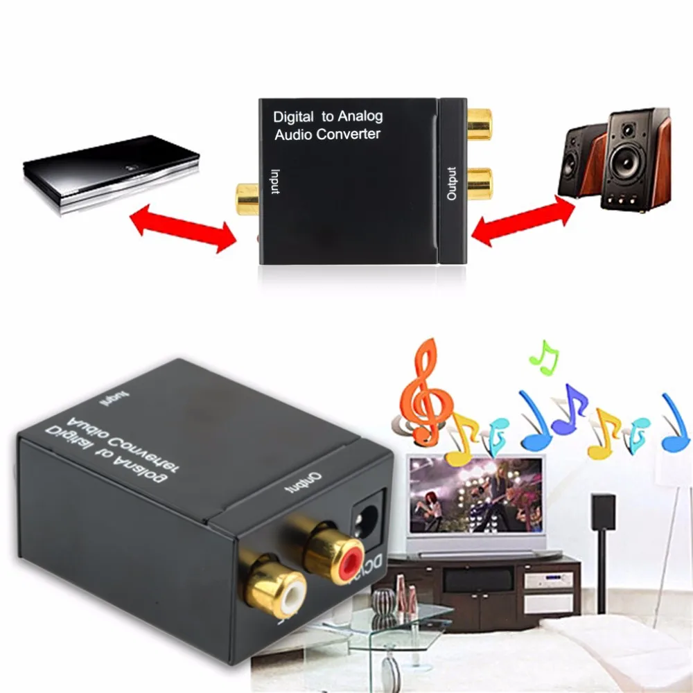 Digital to Analog Audio Converter Optical Fiber Toslink Coaxial Signal to RCA R/L Audio Decoder SPDIF ATV DAC Amplifier