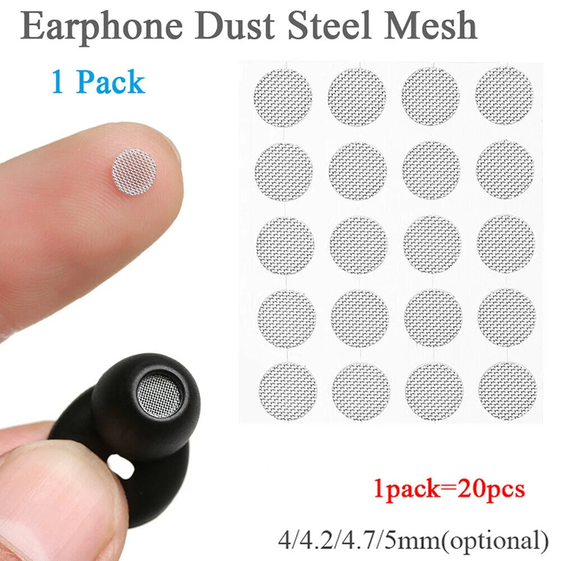 

20pcs/set New Dust Network shell steel mesh 4mm 4.2mm 4.7mm 5mm In-ear Headphones Parts Self-adhere Dustproof Net