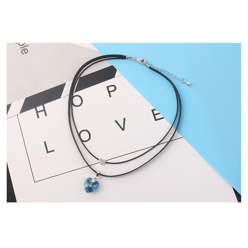 Vintage Original Heart Crystals From Austria Choker Necklaces For Women Double Rope Chain Statement Necklaces Wedding Jewelry
