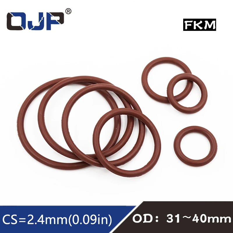 3PCS/lot Fluorine rubber Ring Brown FKM O ring Seal CS:2.4mm OD31/32/33/34/35/36/37/38/39/40mm Rubber ORing Seal Oil Ring Gasket