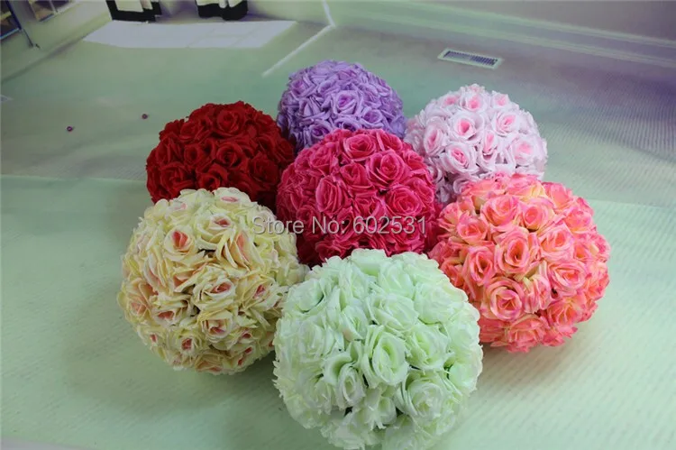 (color:ivory)Wedding Decorations Silk Kissing Pomander rose Flowers Balls Wedding bouquet Home decorations