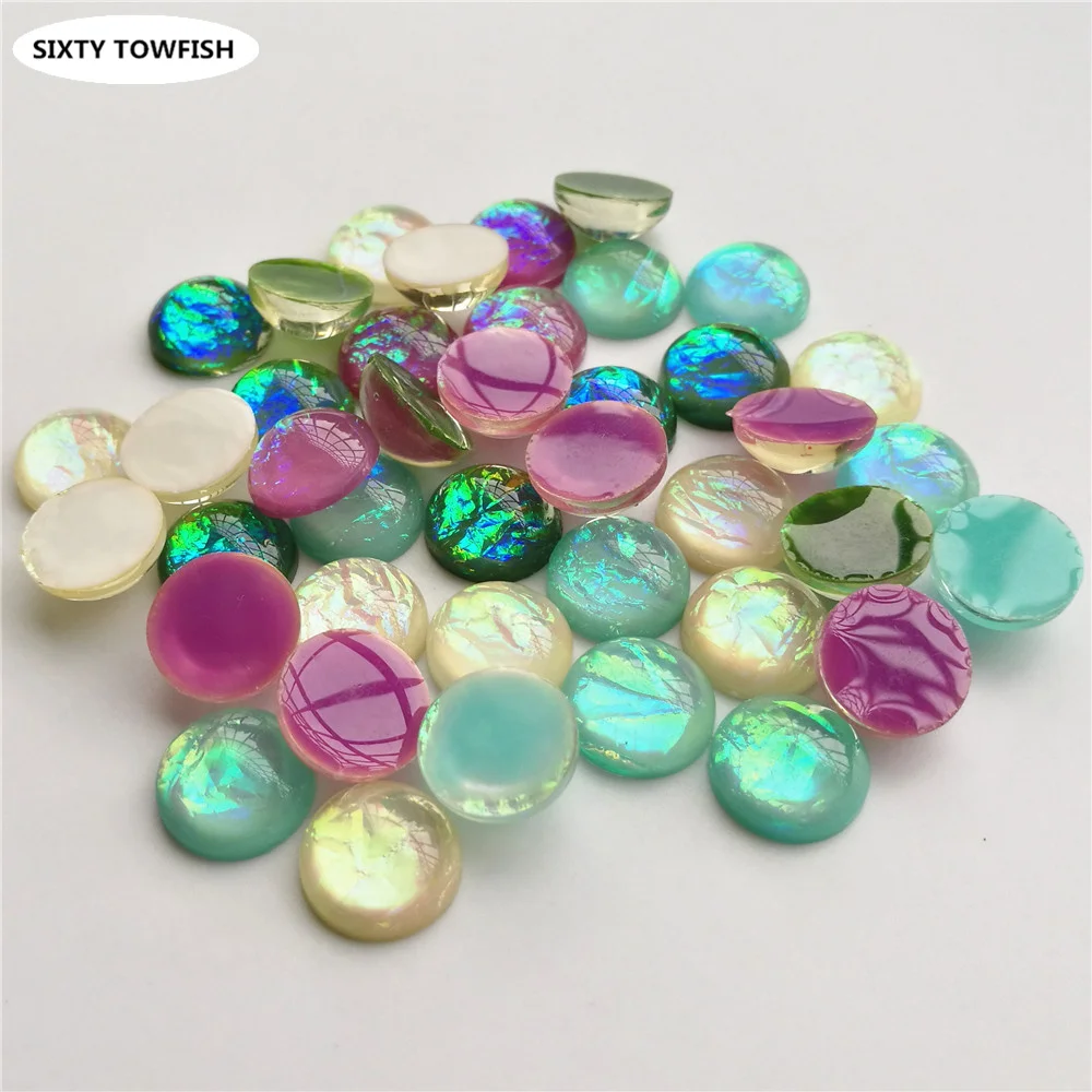 30 pcs/lot Round beads Resin Diameter 12mm Mixed Colors Cabochon Domes Flat back DIY Jewelry Finding Pendant Settings S1005