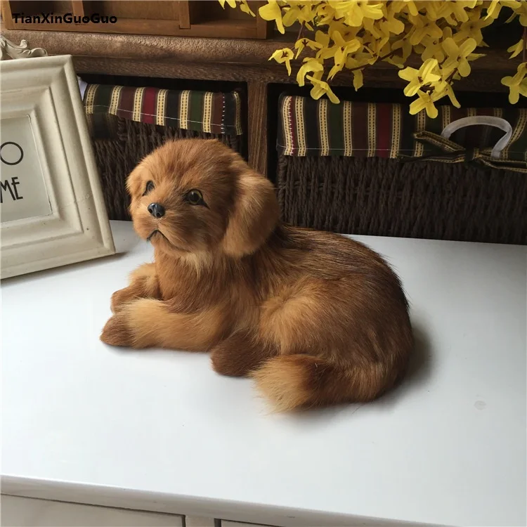 

simulation Golden Retriever hard model polyethylene&furs brown dog about 21x13cm craft home furnishing decoration gift s1318