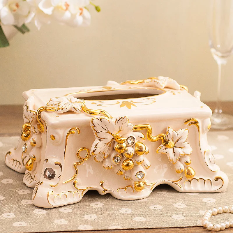 tissue box napkin holder tissue holder Creative European Style Fashion Retro Pastoral Lovely Simple Ceramic Grape Towel Boxes