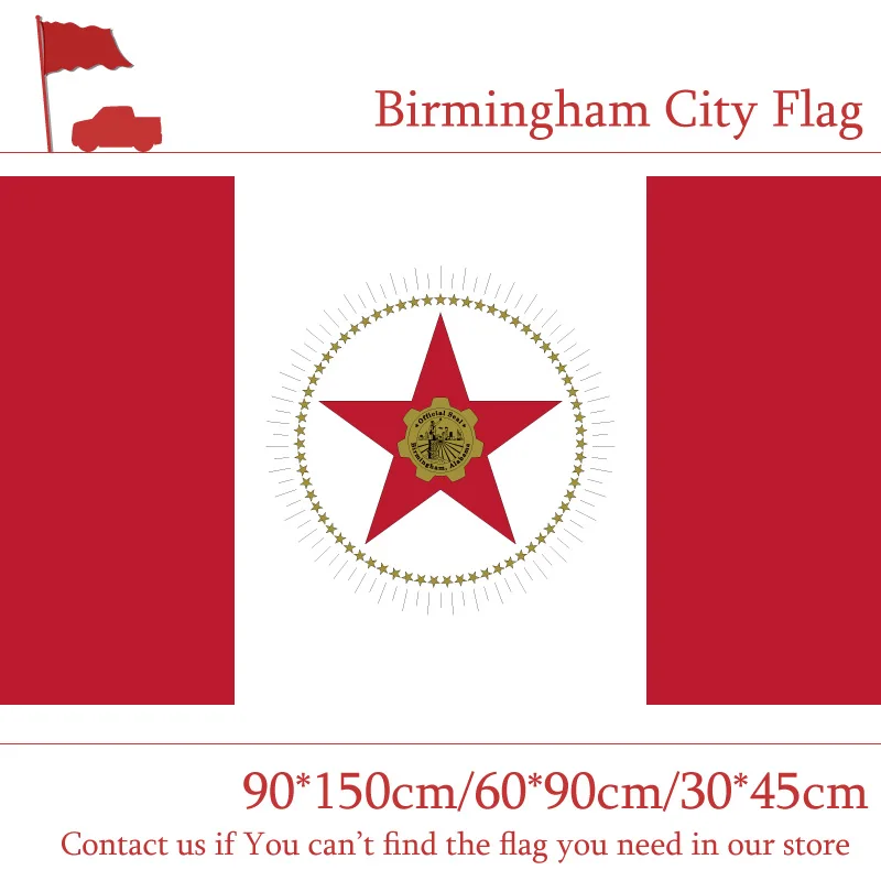 90*150cm/60*90cm/40*60cm Flying Flag 3x5ft Banners Birmingham  Flag Alabama State USA 15*21cm Hand Flag For Celebration Campaign