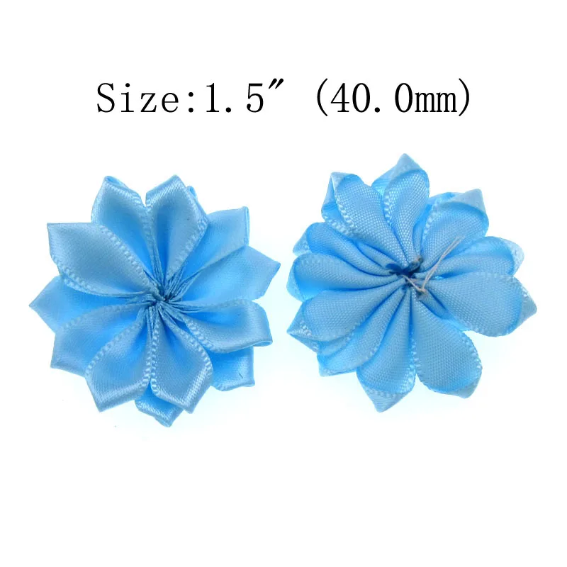 20Pcs Mixed handmade double satin flowers applique for wedding party sewing craft decoration multilayers flowers 4.0cm