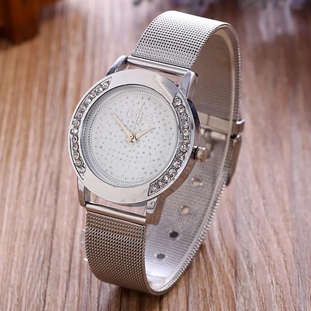 New Women Watches Top Gold Metal Mesh Stainless Steel Watch Ladies Crystal Casual Quartz Watch Women Clock Relogio Feminino Hot