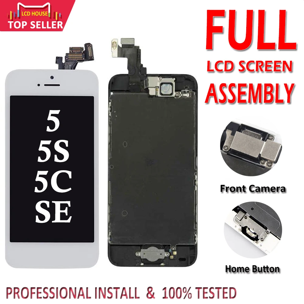 

LCD Display For iPhone 5 5C 5S SE 2016 Screen Full Set Assembly Touch Digitizer Replacement 100% Tested Ecran+Camera+Home Button