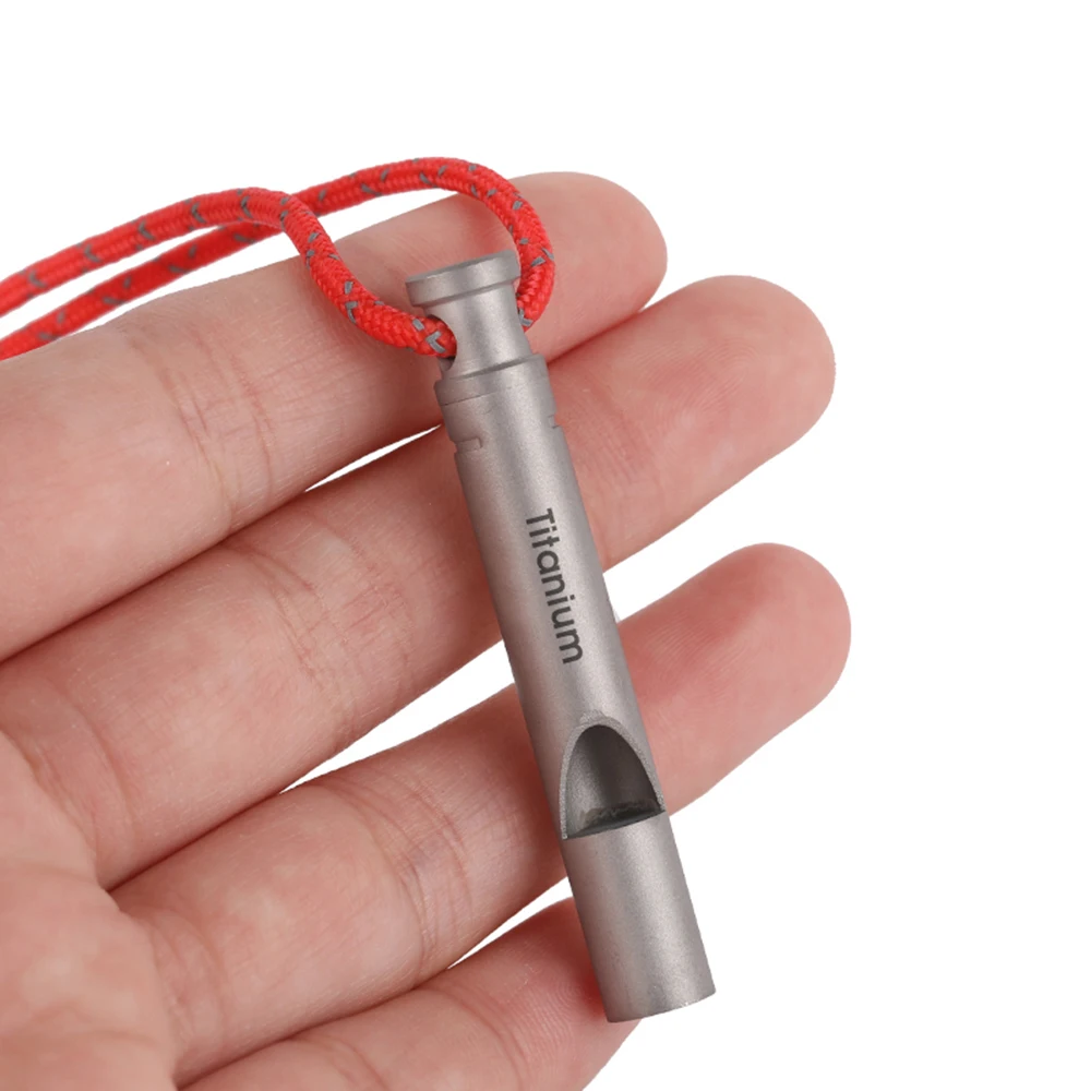 Ultralight Titanium Emergency Whistle with Cord Outdoor Survival Camping Hiking Exploring