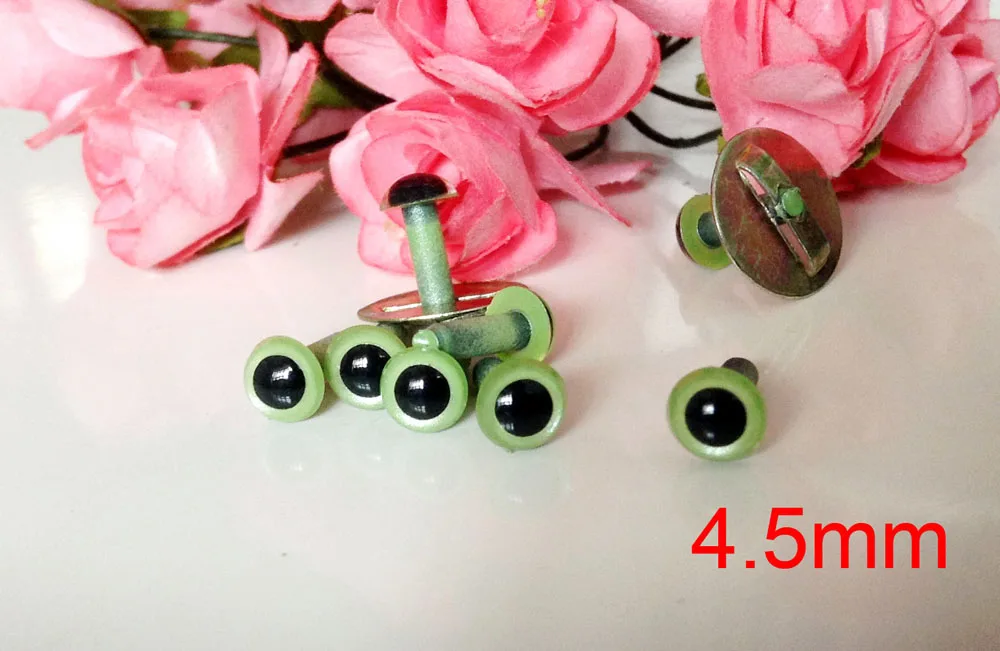 Free Ship4.5mm Green Color Japanese Hand Painted Safety Cats Plastic Eyes With Washer - 50 Pairs